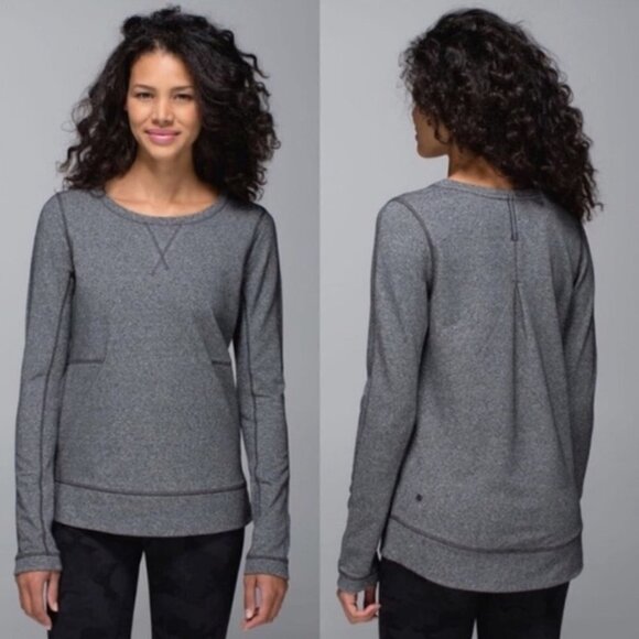 Lululemon Exhalation Pullover II Heathered Black - Picture 1 of 12